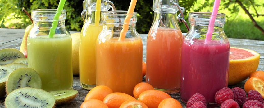 different color detox fruit juices