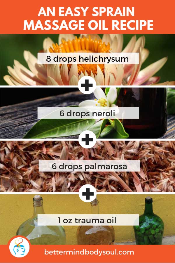 An Easy Sprain Massage Oil Recipe. Helichrysum + Neroli + Palmarosa + Trauma Oil