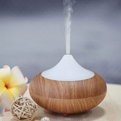 Essential Oil Diffuser with a flower in Gray Background