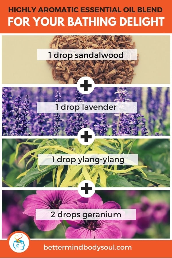 Highly Aromatic Essential oil Blend For Your Bathing Delight. Sandalwood + Lavender + Ylang ylang + Geranium