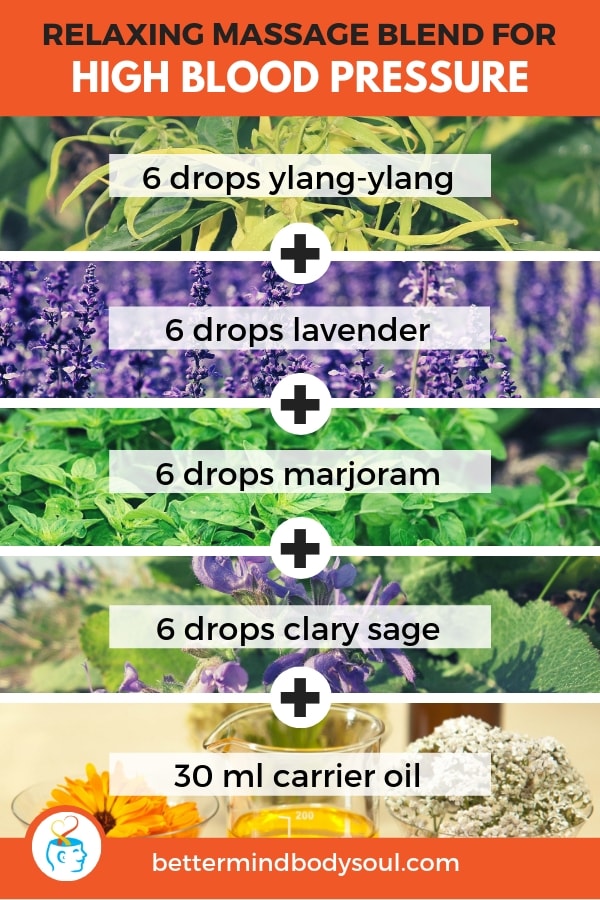 Relaxing Massage Blend For High Blood Pressure. Ylang-ylang + Lavender + Marjoram+ Clary sage + Carrier Oil