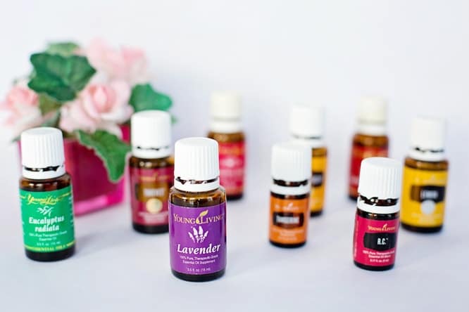 assorted bottles of young living essential oils