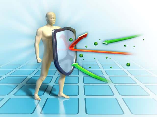 Immune system defends the human body from external attacks. Digital illustration.