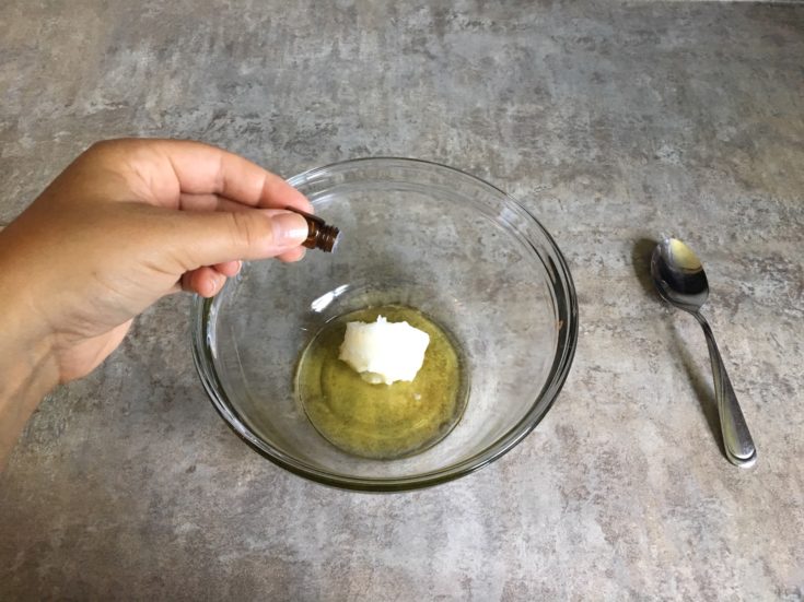 Adding essential oil to the bowl