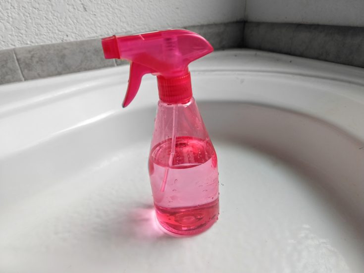 Pink Plastic Spray Bottles with water