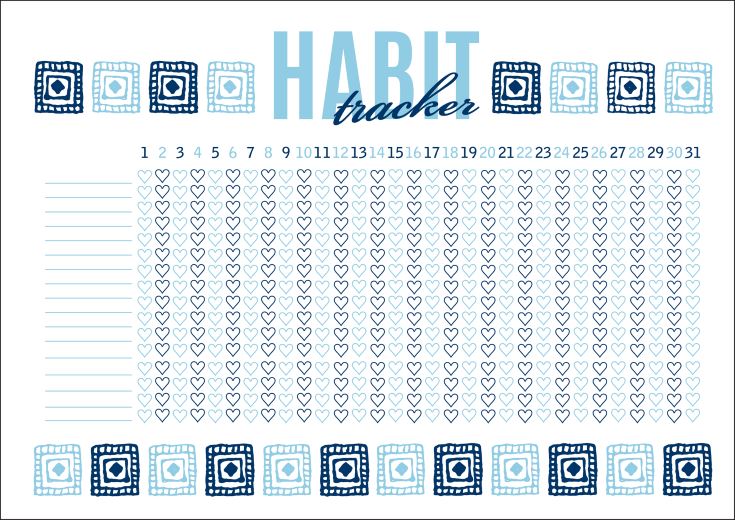 Monthly planer habit tracker blank template