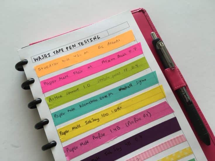 journal notebook with colorful line tapes